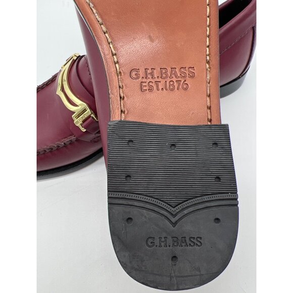 G.H. Bass Weejuns Burgundy Leather Womens Loafers Size 6M With Gold Bit Detail - Picture 11 of 13